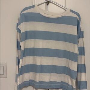Old Navy Blue and White Striped Long Sleeve Tee